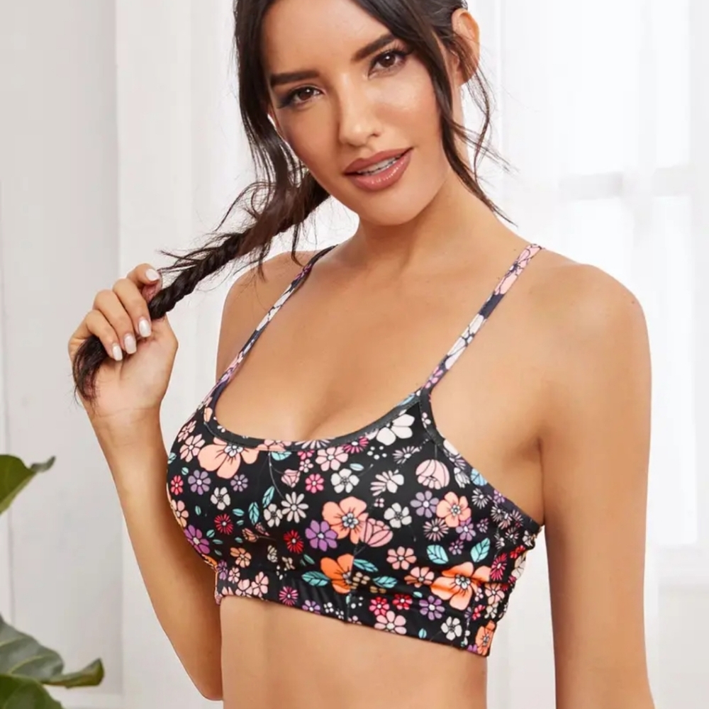 Floral Print Sport Bra - Picture 1 of 3